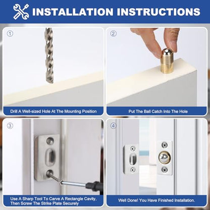 2 PCS Ball Catch for Top of Door, Closet Door Ball Catch, Latches Replacement by Fitoon, Equipped with a 0.98-inch Long Screw
