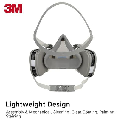 3M Half Facepiece Disposable Respirator, Organic Vapor, NIOSH Approved, Lightweight, Pre-assembled, No Maintenance - style: Large