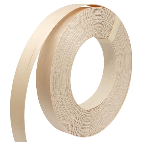 Biaungdo Birch Edge Banding 7/8 Inch x 50ft Iron-On Veneer for Cabinet
