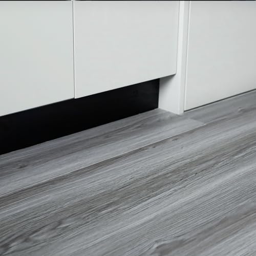 Woodgrain Vinyl Floor Roll, 11.8" x 590", Quick‑Apply Peel & Stick - color: Grey, size: 590"*11.8"