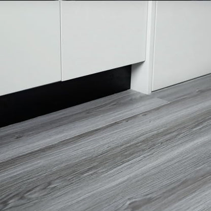 Woodgrain Vinyl Floor Roll, 11.8" x 590", Quick‑Apply Peel & Stick - color: Grey, size: 590"*11.8"