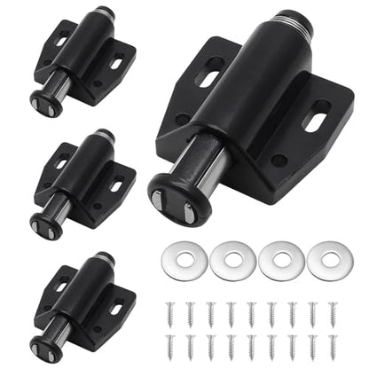 BokWin 8 PCS Magnetic Touch Latch, Black Push Open Cabinet Door Latches and Catches Magnetic Pressure Touch Release with Screws