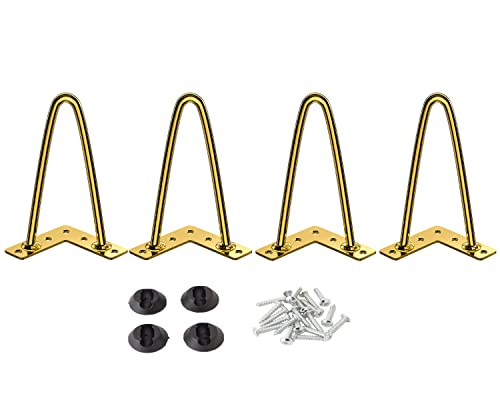 Osring 6 Inch Hairpin Legs 3/8" Dia 2 Rods, Gold Furniture Table Feet 4pcs - color: Gold, size: 6 Inch
