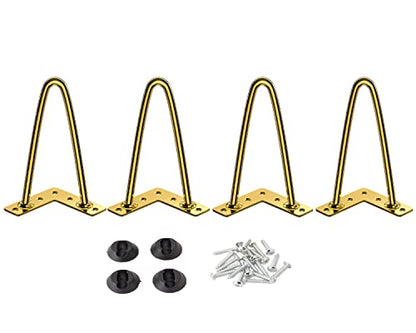 Osring 6 Inch Hairpin Legs 3/8" Dia 2 Rods, Gold Furniture Table Feet 4pcs - color: Gold, size: 6 Inch