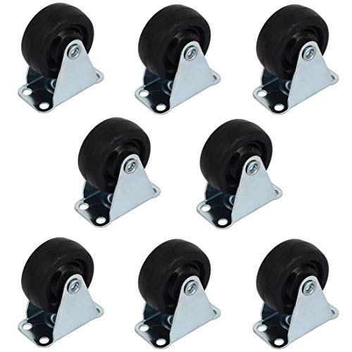 Luomorgo 1.5 inch Dia Rubber Single Wheel Rigid Casters, 8pcs