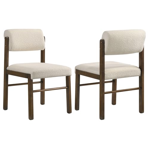 Coaster Kehoe Upholstered Dining Chair Set of 2, Walnut and Cream 193932WAL - color: Walnut/Cream