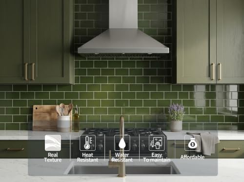 2026 New Upgrade Peel and Stick Backsplash Tile, Peel and Stick 11.34" X 11.57" Wall Tile for Kitchen, Bathroom, Fireplace, Laundry (Polished Green, 10 Packs) - color: Polished Green