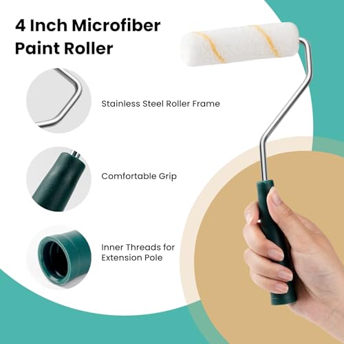 Paint Roller Kit, 14 Pack, 4 Inch Paint Roller with Tray Liners