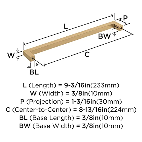 Amerock 8-13/16" Monument Champagne Bronze Drawer Pull - color: Champagne Bronze, size: 8-13/16 Inch (224 mm) Center-to-Center
