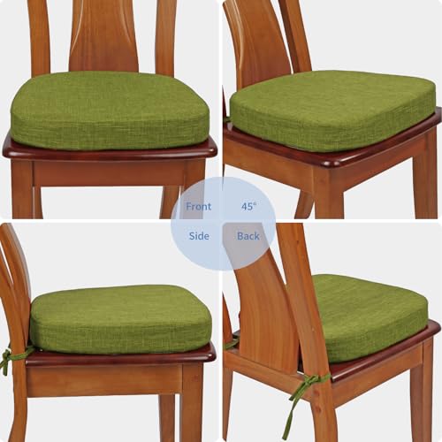 BUYUE Thickened 2.5" Friendly Woven Fabric Dining Chair Cushion, U-Shape High Density Foam Comfortable Chair Pad for Kitchen, Slip Resistant Indoor Seat Cushion (1 Piece, Grass Green) - color: Grass Green