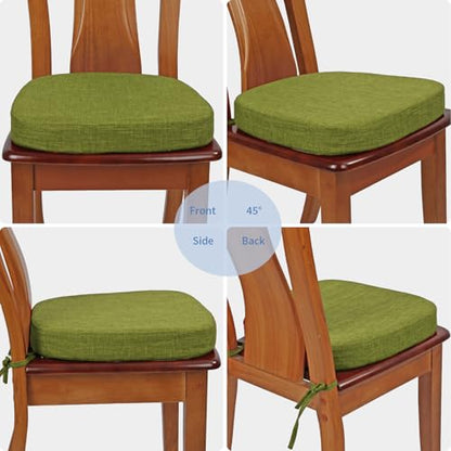 BUYUE Thickened 2.5" Friendly Woven Fabric Dining Chair Cushion, U-Shape High Density Foam Comfortable Chair Pad for Kitchen, Slip Resistant Indoor Seat Cushion (1 Piece, Grass Green) - color: Grass Green