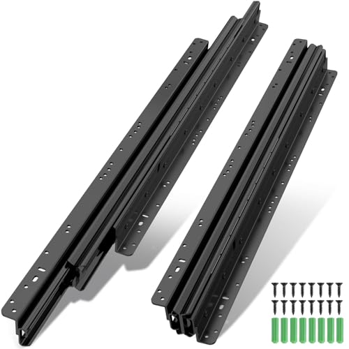 Heavy Duty Under-Stair Drawer Slides, 16/24/32/40 Inch Full Extension Bottom Mount Rail, 265 lb Load Capacity Ball Bearing Slide for Under-Stair Cabinet & Deep Storage, 1 Pair - size: 16 Inch