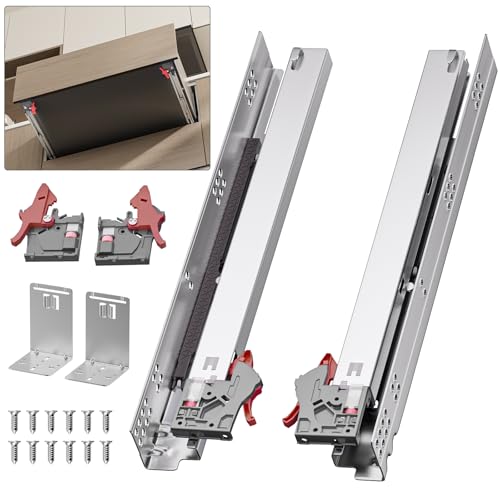 21” Undermount Drawer Slides Soft Close 100 lbs with Bracket 6 Pair - color: 6 Pair, size: 21 Inch