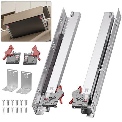 15” Undermount Drawer Slides Soft Close 100 lbs with Bracket 6 Pair - color: 6 Pair, size: 15 Inch