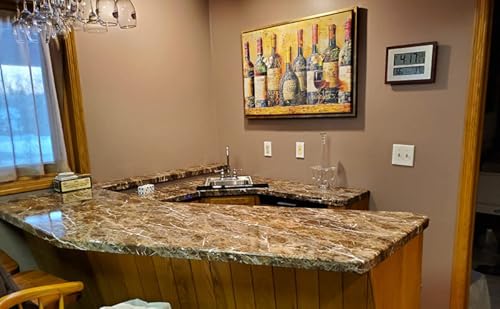 Burgeliy Peel and Stick Waterproof Wallpaper24×196in Vinyl Wrap Protector Auto Modification Tint Film Dark Brown Marble Shiny Granite for Kitchen Countertops Table Desk Furniture Self Adhesive Film - size: 24"W x 196"L