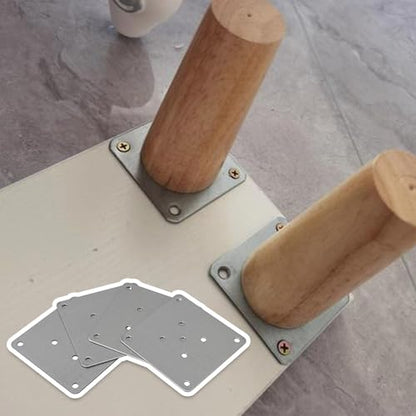 RDEXP 4X Leg Mounting Plates 8x8cm Furniture Leg Attachment Iron Plates Hole Dia 5mm