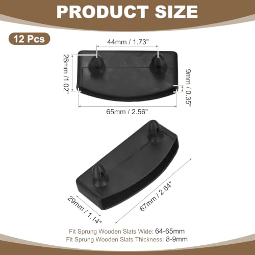 uxcell 12 Pcs 65mm x 9mm Plastic Bed Slat Ridged, Bed Slat Cover Black - color: Black, size: 65mm x 9mm