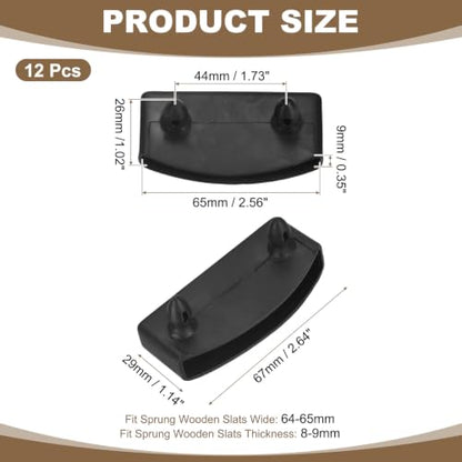 uxcell 12 Pcs 65mm x 9mm Plastic Bed Slat Ridged, Bed Slat Cover Black - color: Black, size: 65mm x 9mm