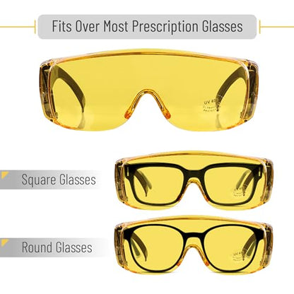 UNCO- Safety Goggles Over Glasses, Protective Goggles, Anti Fog, Work, Safety Glasses Over - color: Yellow Lens, size: 1 Pack