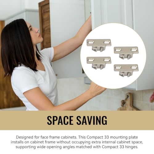 4 Pack Hinge Mounting Plate Replacement for Blum 1 3/8" Overlay Compact 33