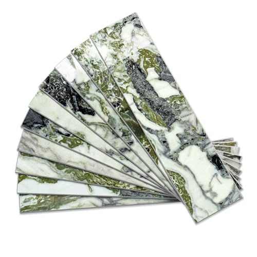 Vamos Tile Peel & Stick Backsplash on Subway Tile,40-Pack 3''x12'',Glossy - color: Ice Green with White Grout