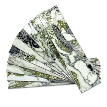 Vamos Tile Peel & Stick Backsplash on Subway Tile,40-Pack 3''x12'',Glossy - color: Ice Green with White Grout