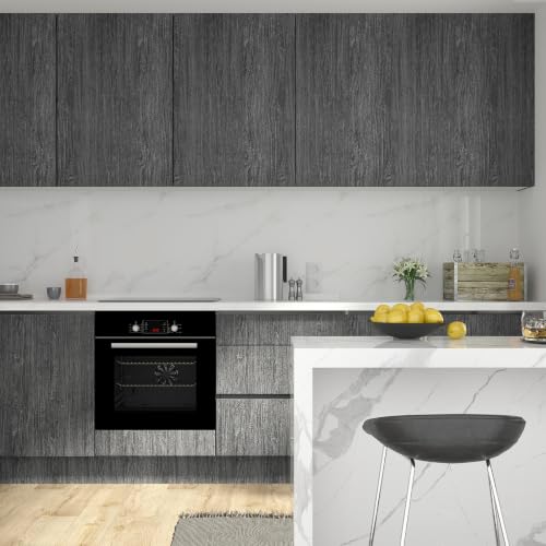 Yenhome Contact Paper Wood Grain Contact Paper Peel and Stick Countertops Wood Contact Paper for Cabinet and Drawers Desk 17.7"X200" Wood Countertop Peel and Stick Waterproof, Grey Wood Contact Paper - color: Charcoal/Gray, size: 17.7" x 200"