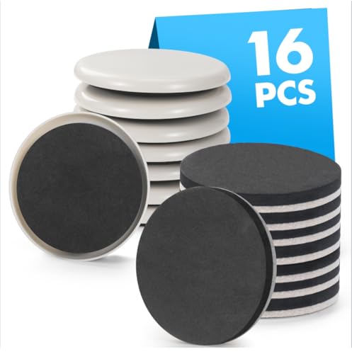 16-Pack Furniture Sliders for Hardwood Floors & Carpet, Save 80% Effort Safely and Easily, The Glide Tool Set for Heavy Furniture and Appliances, Reusable Moving Pads (8 Plastic & 8 Felt, 3.5" Slider) - size: 8 Plastic & 8 Felt 3.5" Sliders