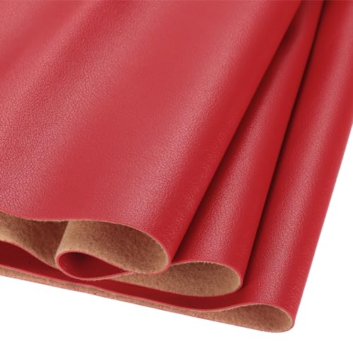 DMiotech 1 Pack 12 Inch x 53 Inch Faux Leather Sheet Furniture Cover Fabric Skin Red PU Leather Roll for Handmade DIY Craft Projects - color: Red, size: 12 Inch x 53 Inch