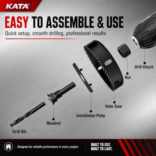 KATA 25 Piece Hole Saw Kit with 3/4"-6" for Wood, Drywall, PVC and Plastic - color: 25PC-Black Hole Saw Kit