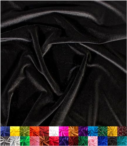 Barcelonetta | Stretch Velvet Fabric | Luxury & Soft | Velvet Fabric | 60" Wide Roll | 10% Spandex | Sewing, Apparel, Upholstery (Black, 1 Yard) - color: Black, size: 1 Yard