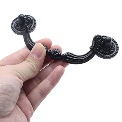 4 Pack 3.5" Hole Center Bail Pull Antique Black Drawer Handle - color: Black, size: 3.5 Inch