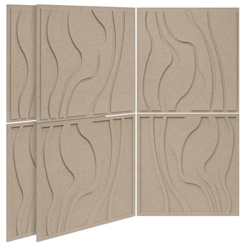 BUBOS 6-Pack Art Acoustic Panels, Self-Adhesive Sound Panels, 23.6"x23.6" - color: Camel, size: 6 Pack