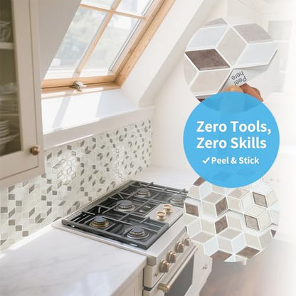 Art3d Peel and Stick Backsplash, 3D Hexagon Wall Tile, 10-Pack, Light Brown
