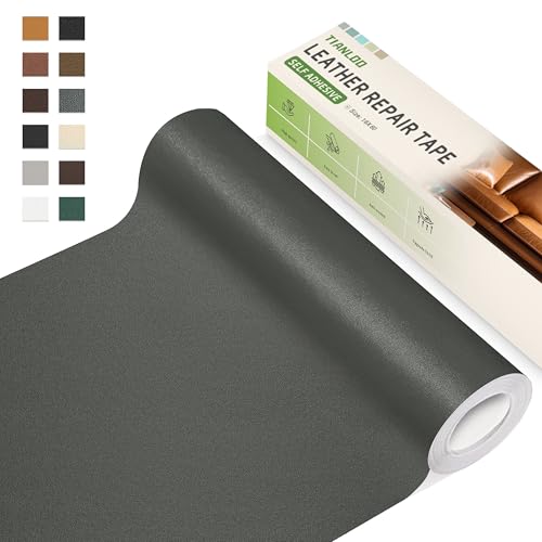 TIANLDD Leather Repair Tape,16 x 80 Inches Self Adhesive Leather Repair Patch，Leather Repair Kit for Furniture，Couches,Car Seats,Cabinets,Handbags(Dark Gray-Fine Lines) - color: Dark Gray-Fine Lines, size: 16" x 80"