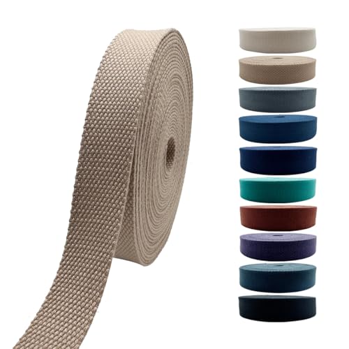 1 Inch Heavy Cotton Webbing 10 Yard Webbing Straps for Bags Handles,Tote Bag Webbing，Cloth Belt,Making Outdoor Supplies - color: Khaki