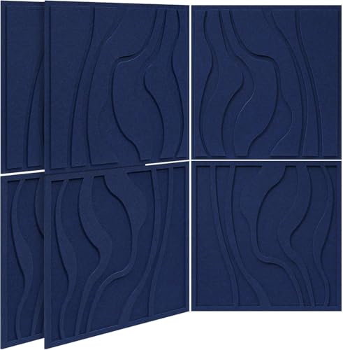 BUBOS 6-Pack Art Acoustic Panels, Self-Adhesive Sound Panels, 23.6"x23.6" - color: Navy Blue, size: 6 Pack