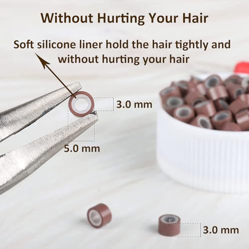 VCAY Hair Extension Tools Kit,200 Beads,Plier,Threader,Hook,Needles,Thread - color: Black