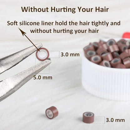 Hair Extension Tools Kit,500 Ring Beads,Pliers,Threader,Crochet Hook - color: Threader