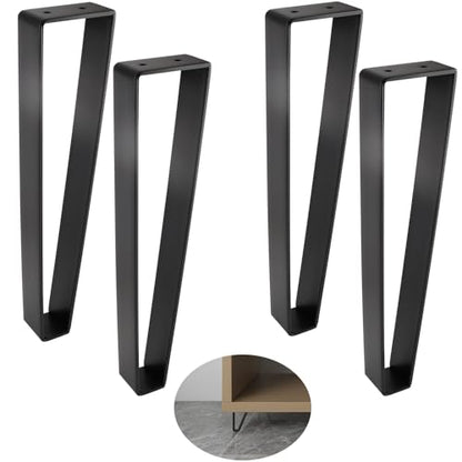 Osring 14 Inch Trapezoid Furniture Legs, Black Metal Coffee Table Feet 4pcs - color: Black, size: 14 Inch