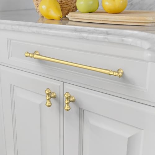 Amerdeco 10 Pack Brushed Gold Cabinet Pulls 10" - color: Brushed Gold, size: 10" hole center