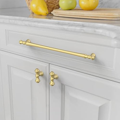 Amerdeco 10 Pack Brushed Gold Cabinet Pulls 10" - color: Brushed Gold, size: 10" hole center