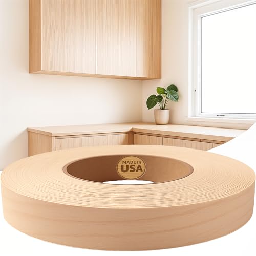 Edge Supply Maple Pre-Finished 1-1/2 in x 25 ft Roll with a Clear Lacquer UV Finish – Pre-Glued Iron On Real Wood Veneer Edging – Edge Banding Tape with Hot Melt Adhesive, Ideal for Furniture & DIY. - color: Maple Pre-Finished, size: 1-1/2 in x 25 ft