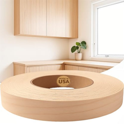 Edge Supply Maple Pre-Finished 1-1/2 in x 25 ft Roll with a Clear Lacquer UV Finish – Pre-Glued Iron On Real Wood Veneer Edging – Edge Banding Tape with Hot Melt Adhesive, Ideal for Furniture & DIY. - color: Maple Pre-Finished, size: 1-1/2 in x 25 ft