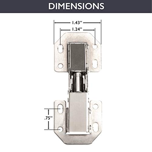 Ilyapa Surface Mount Hidden Spring Cabinet Hinge, Satin Nickel - 2 Pack - size: Surface Mount Hidden