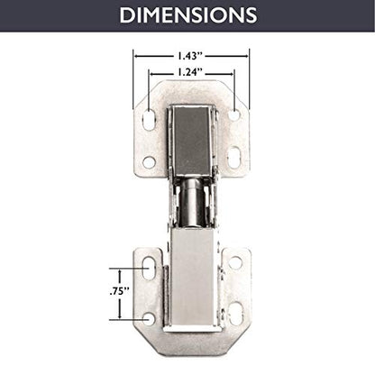 Ilyapa Surface Mount Hidden Spring Cabinet Hinge, Satin Nickel - 2 Pack - size: Surface Mount Hidden
