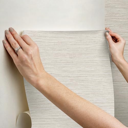 RoomMates Neutral Dimensional Grasscloth Peel and Stick Wallpaper - color: Neutral