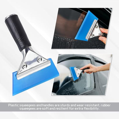 17PCS Window Tint Kit, Car Vinyl Wrap Application Tools, Auto Window Film Tinting Kit, Glass Protective Film Installation Set Includes Squeegees, Cutting Knife with Blades - size: 17PCS