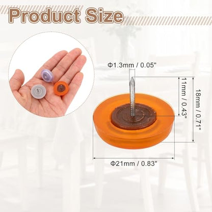 uxcell 50pcs Furniture Glides 21mm Round - Plastic with Nail, Orange - color: Orange