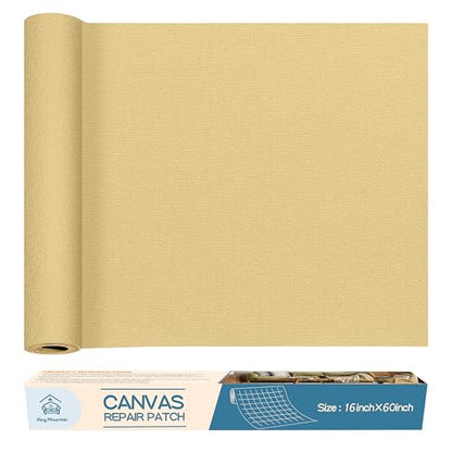 KING MOUNTAIN Canvas Repair Patch 16×60 Inch Self-Adhesive Waterproof Fabric Patch for Sofas, Tents, Furniture,Tote Bags, Car Seats (Beige-1) - color: Beige-1, size: Canvas-16"w×60"l